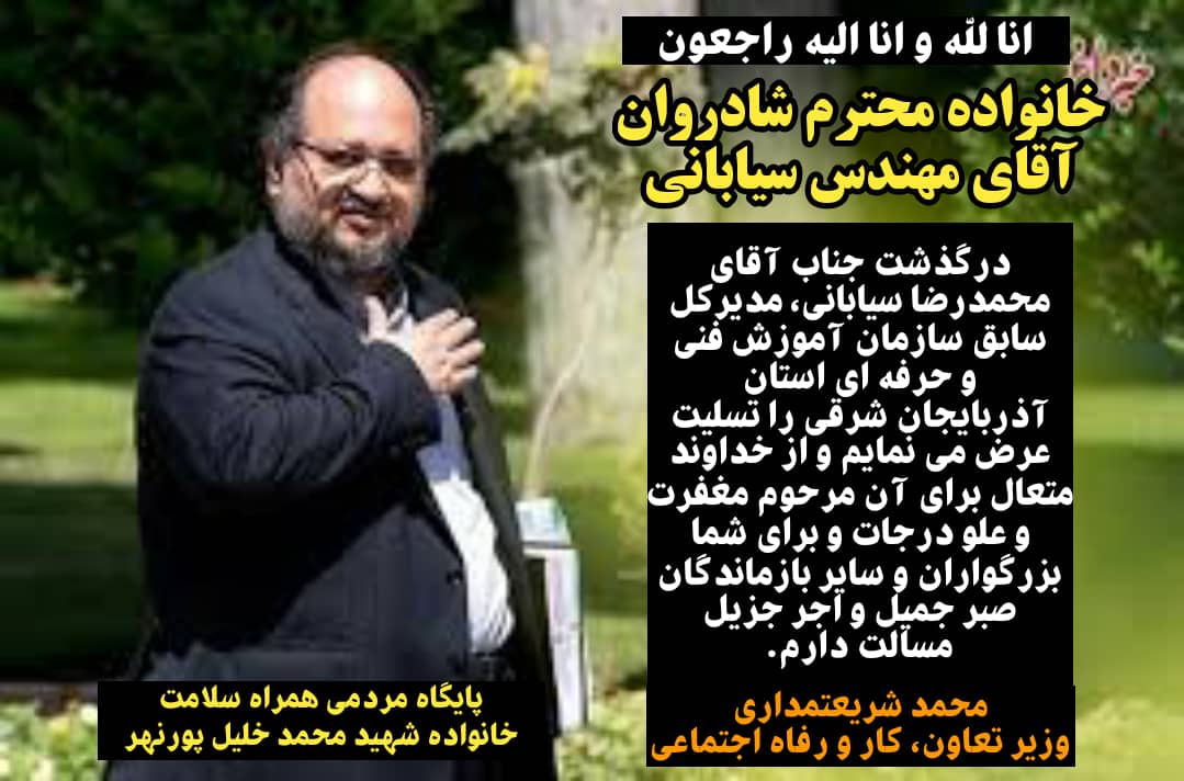 پیام تسلیت وزیر تعاون، کار و رفاه اجتماعی در پی درگذشت محمدرضا سیابانی