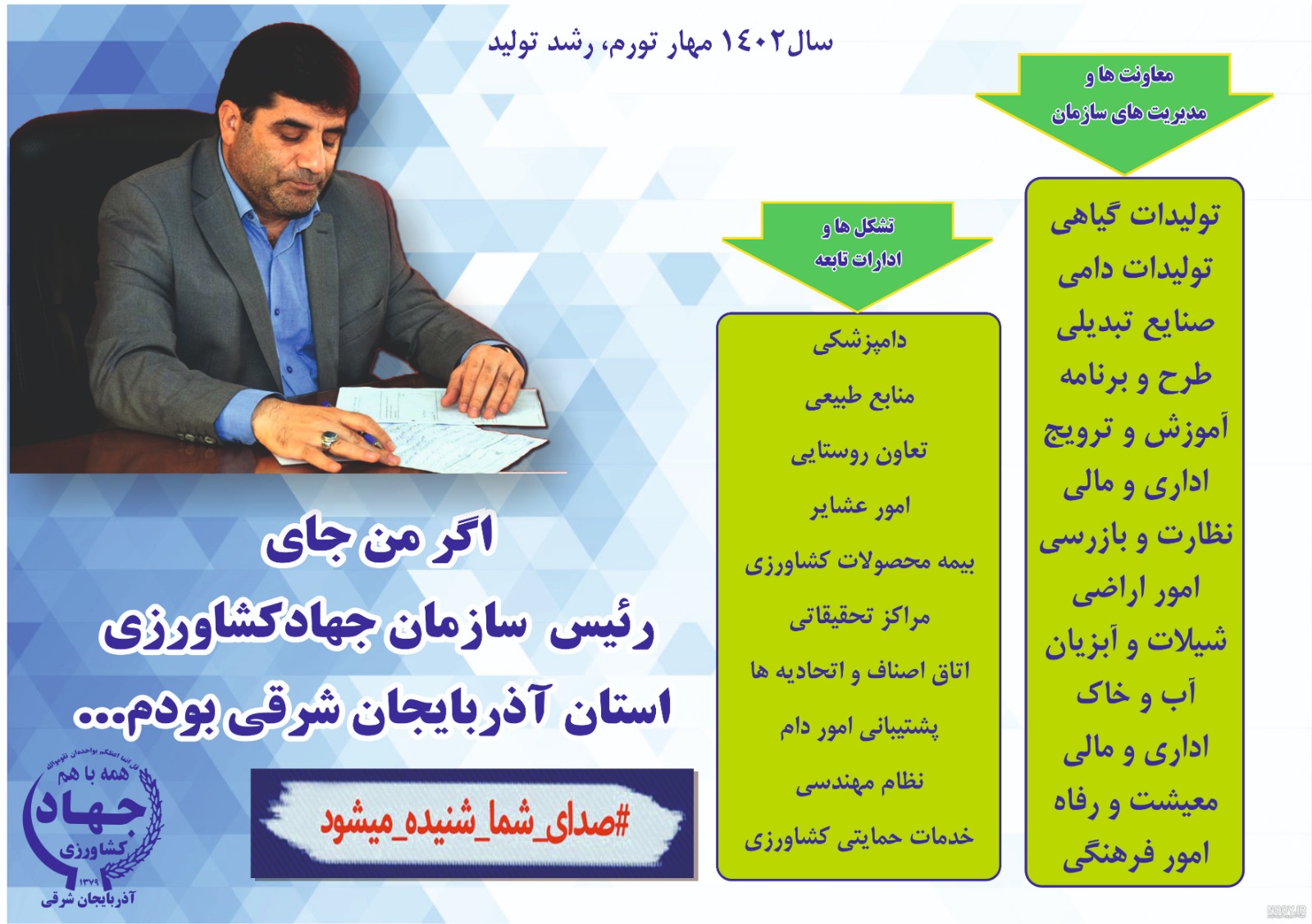 با استقبال مهندس فتحی آغاز شد؛پویش اگر من جای رئیس سازمان جهادکشاورزی استان آذربایجان شرقی بودم…