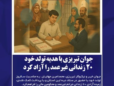 جوان تبریزی با هدیه تولد خود ۲۰ زندانی غیرعمد را آزاد کرد
