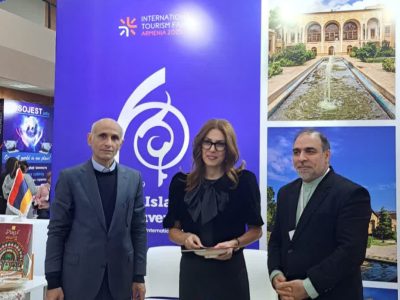 بازدید مقامات ایران و ارمنستان از غرفه دانشگاه هنر اسلامی تبریز در نمایشگاه گردشگری ۲۰۲۵ ارمنستان