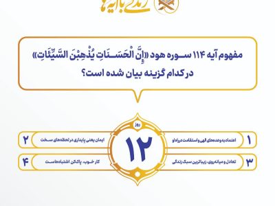اعلام سوال روز دوازدهم مسابقه پیامکی زندگی با آیه ها با جوایز ۱ میلیون تومانی در تبریز