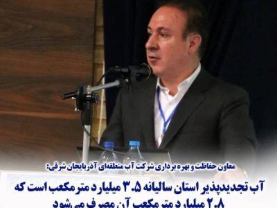 آب تجدیدپذیر استان سالیانه ۳.۵ میلیارد مترمکعب است که ۲.۸ میلیارد مترمکعب آن مصرف می‌‌شود